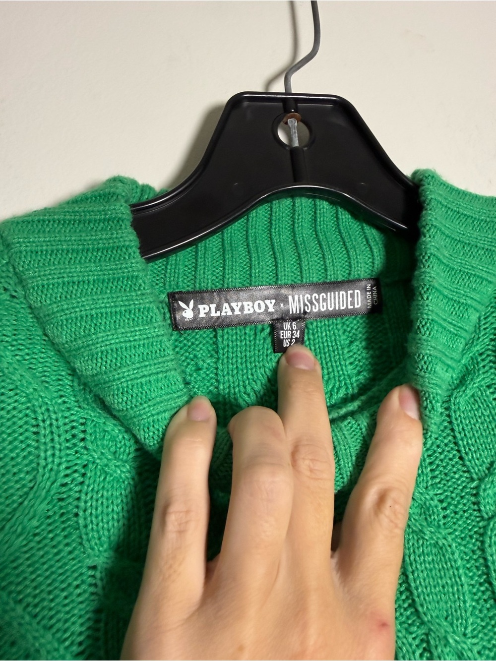 Missguided + Green Cable Knit Sweater Set with Pink PLAYBOY Logo - Picture 2 of 4